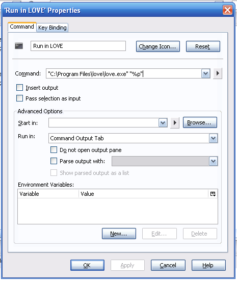 How to set up a tool (I think that's the term in Komodo IDE) for Love2D use.