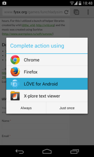 LÖVE Android File Association Chrome Mobile Download Action Epic